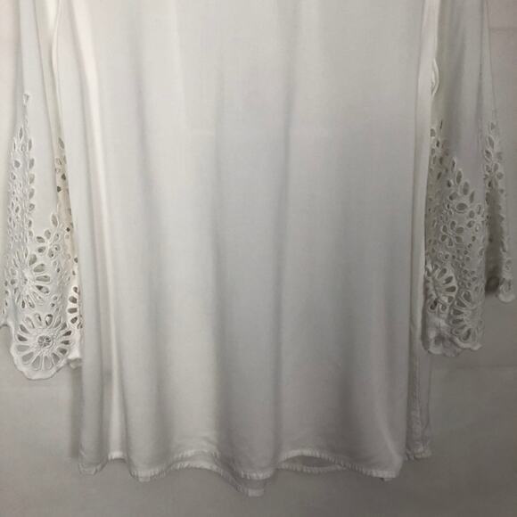Cafe Marrakesh Womens Top Medium Eyelet Flared Sleeve Boho Cottagecore Beachy - Picture 8 of 11